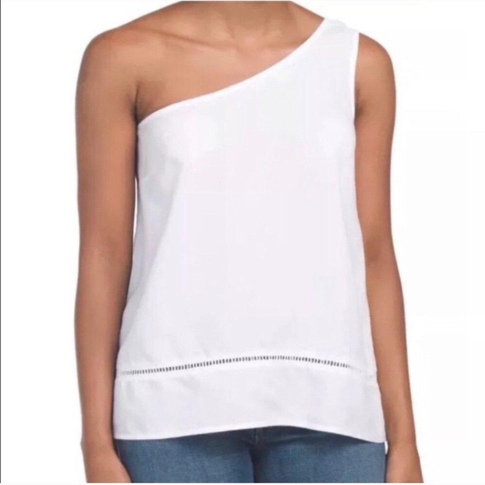 Anthropologie Cloth & Stone White One Shoulder Top